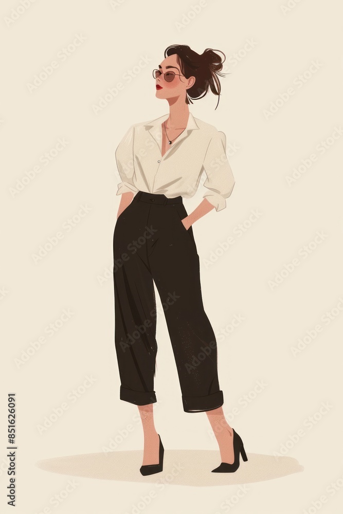Woman blouse footwear adult. Woman blouse footwear adult.