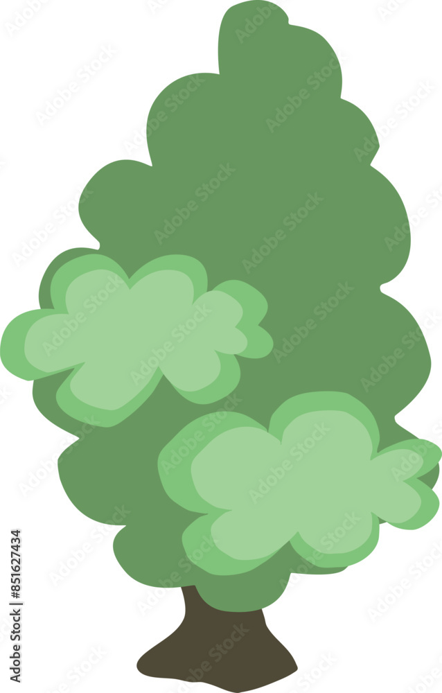 Drawing green tree isolated on white background. Vector Illustration.