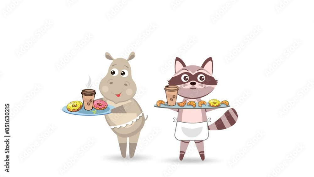 Animals. Funny little raccoon and hippopotamus. Animals. Funny little raccoon and hippopotamus.