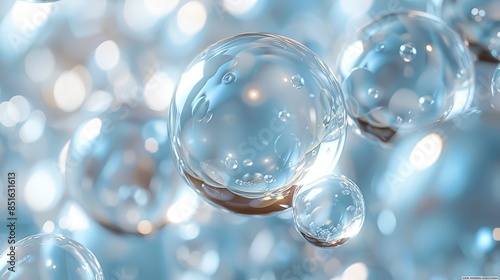 Wallpaper Mural The image features a multitude of reflective spheres or bubbles floating in a space with a cool blue background, conveying a sense of calm Torontodigital.ca