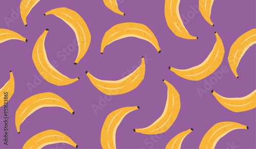 Cute banana fruits pattern background vector design