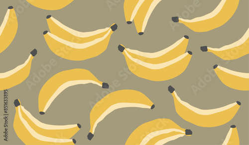 Cute banana fruits pattern background vector design