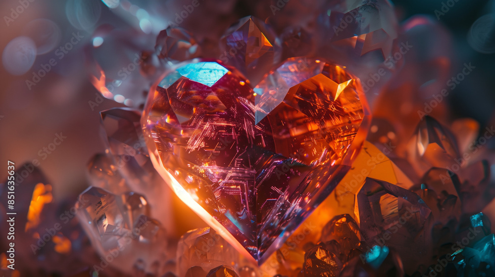 Crystal Red Heart Illustration Background Wallpaper Crystal Red Heart Illustration Background Wallpaper