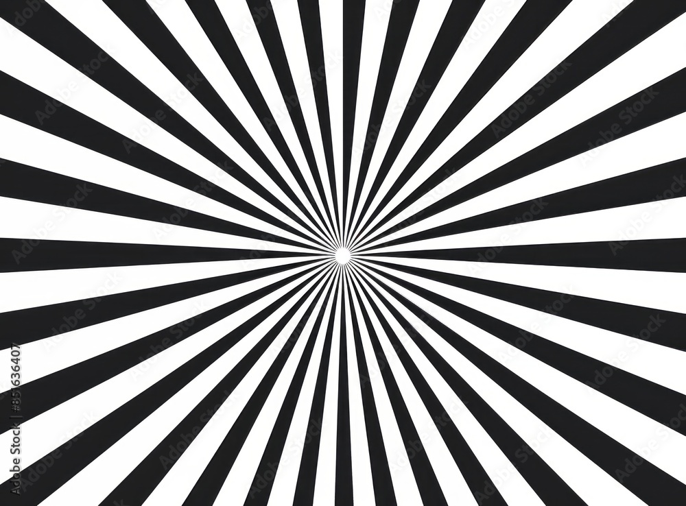 Symmetrical black and white rays fan out from a central point, creating a sharp, flat design, perfect for comic book explosions or ad visuals Symmetrical black and white rays fan out from a central point, creating a sharp, flat design, perfect for comic book explosions or ad visuals