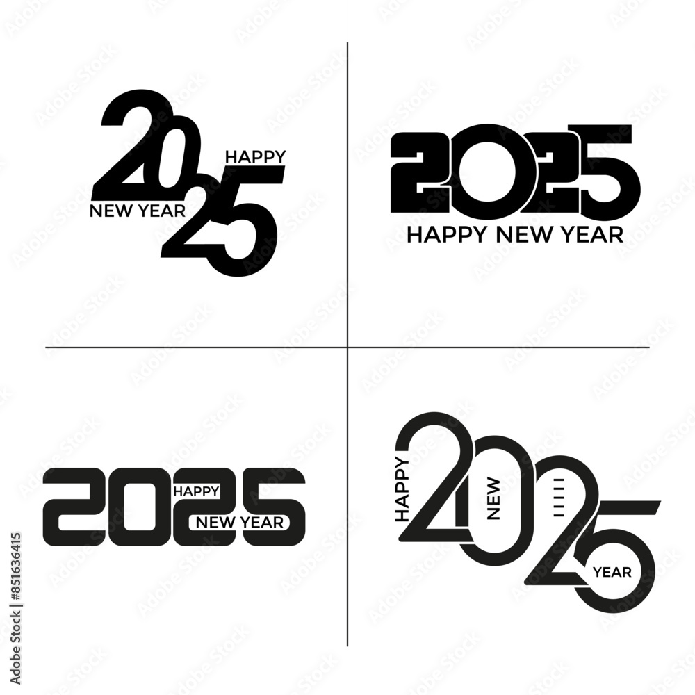 Set of Happy New Year 2025 design templates. 2025 Year Stamp Design in