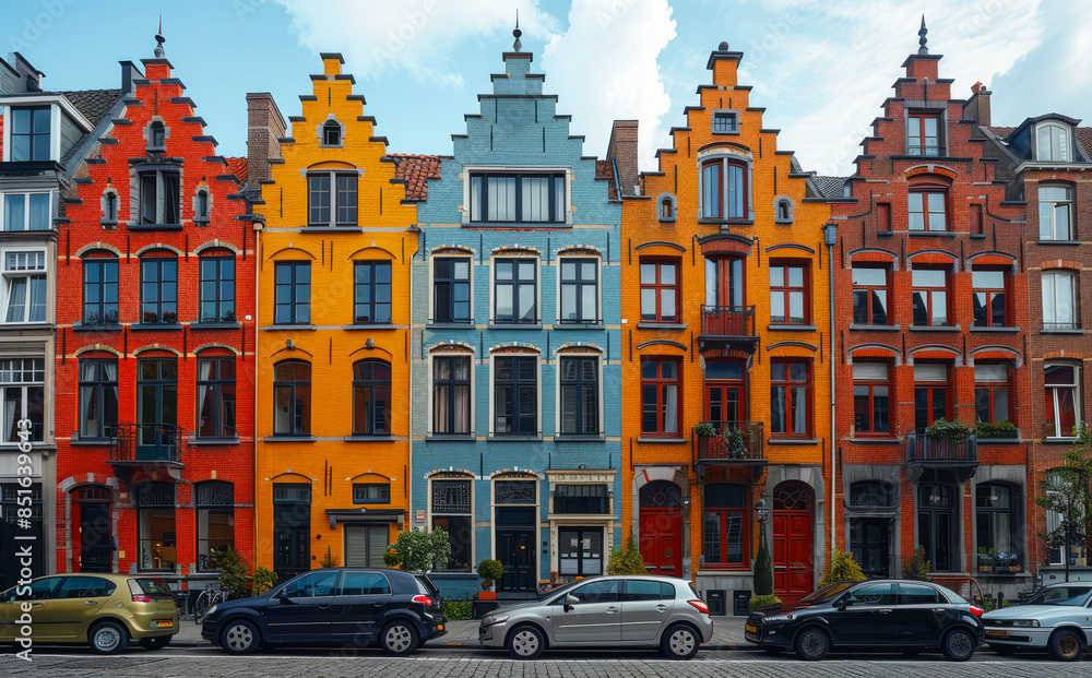 Fototapeta premium Colorful Townhouses in Bruges, Belgium