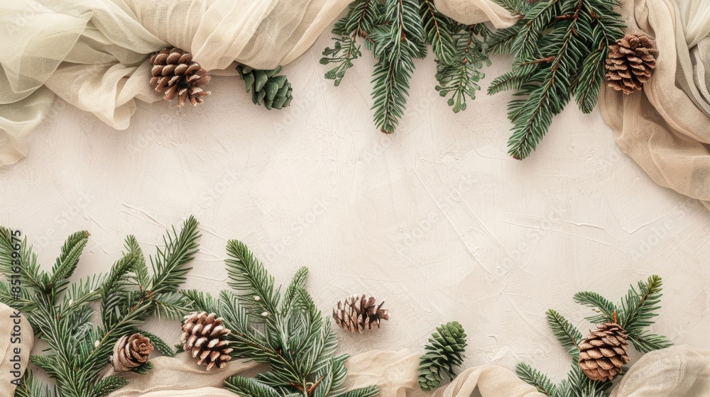 Boho decor with green pinecones Boho decor with green pinecones