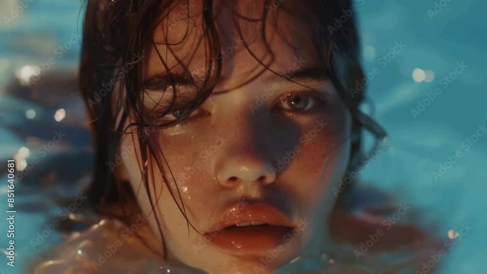 A person swims in an indoor pool. A person swims in an indoor pool.