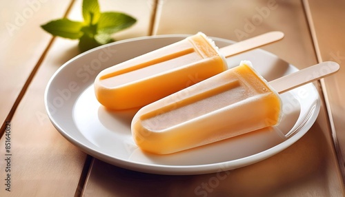 Popsicles on White Plate