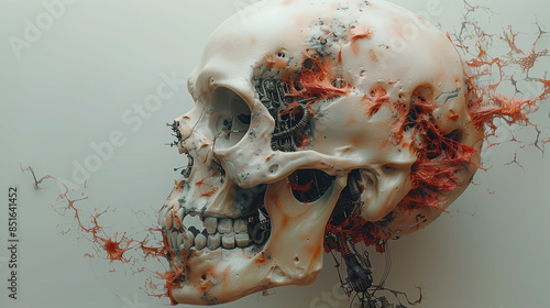 An ultra-realistic cybernetic skull. photo