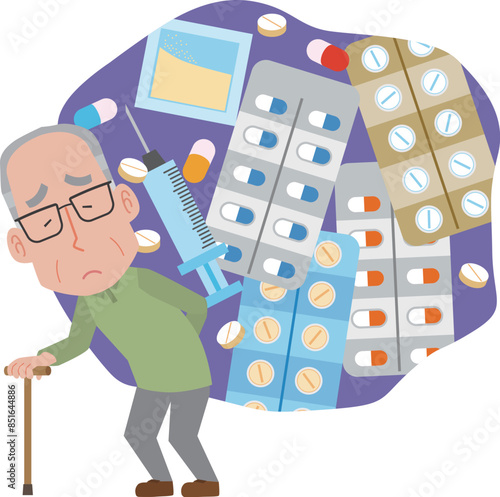 薬の量が増えるおじいさん