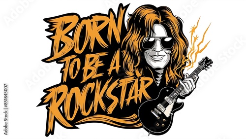 Born To Be Rockstar (T-shirt Design Motivational Quote, Illustartion,Typography) photo