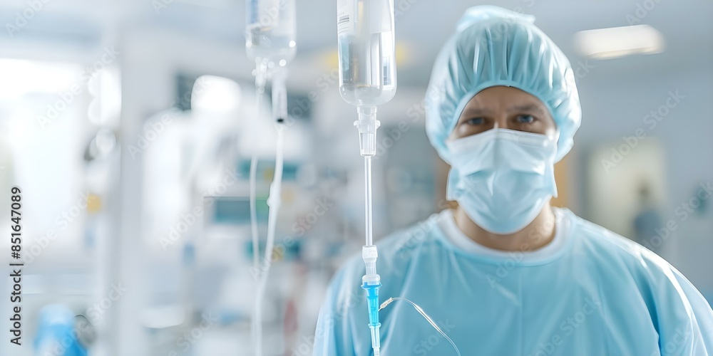 Patient prepared for IV placement. Concept Medical procedure, IV insertion, Patient care, Nursing practice, IV therapy Patient prepared for IV placement. Concept Medical procedure, IV insertion, Patient care, Nursing practice, IV therapy