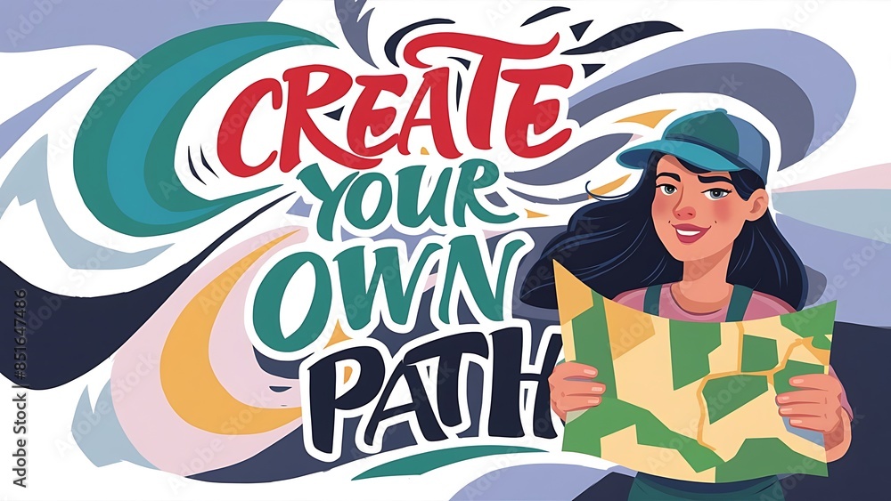 Obraz premium Create Your Own Path. (T-shirt Design Motivational Quote, Illustartion,Typography)