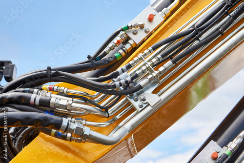 Quadro su tela Hoses of hydraulic machine