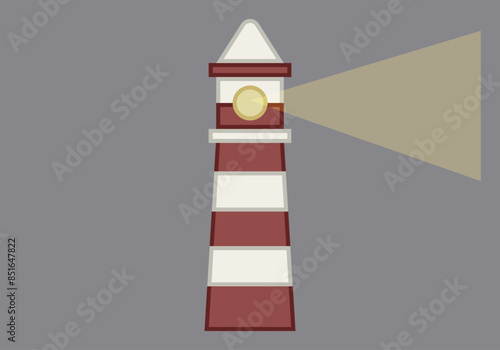 Faro rojo y blanco en fondo gris