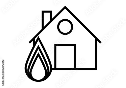 Icono negro de una casa con incendio