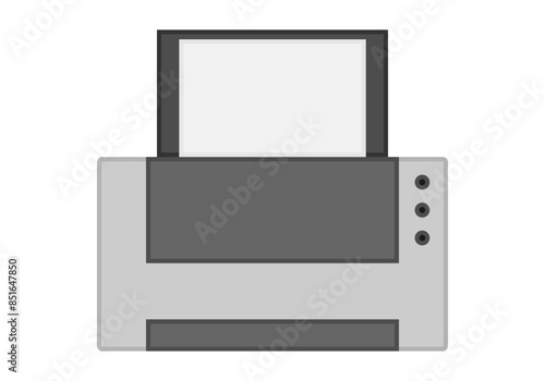 Impresora gris portátil en fondo blanco