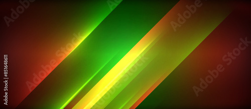 Neon dynamic diagonal light rays background. Techno digital geometric concept design for wallpaper, banner, presentation, background