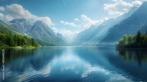 Majestic Mountain Lake Panorama