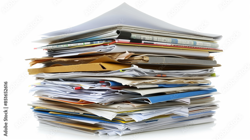 An isolated stack of business documents is visible on a white background. Each document has its own unique content, and their careful arrangement emphasizes the importance of documentation. An isolated stack of business documents is visible on a white background. Each document has its own unique content, and their careful arrangement emphasizes the importance of documentation.