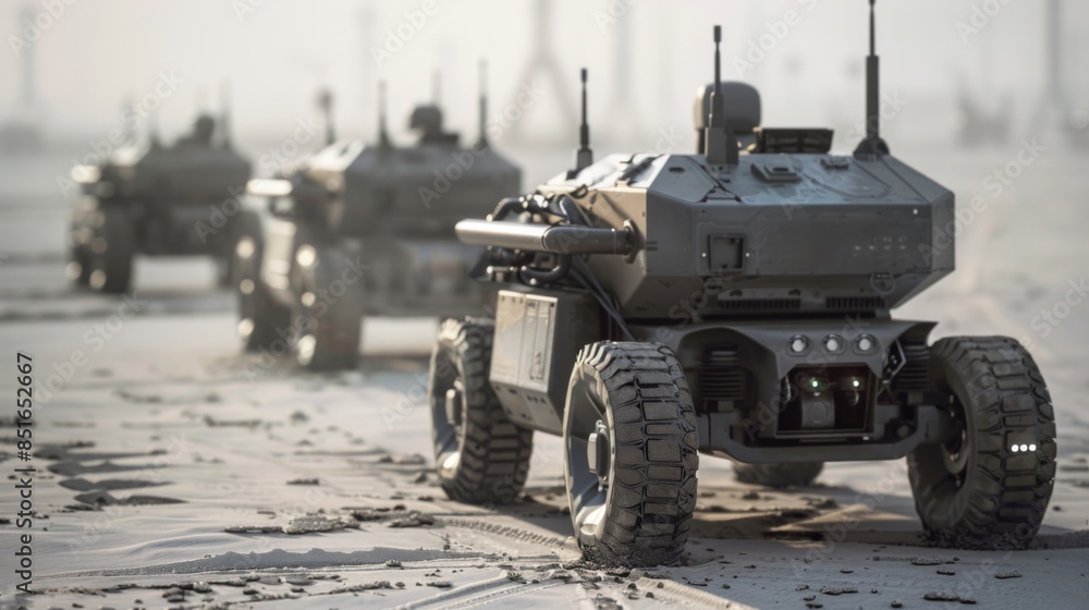 Digital representations of unmanned ground vehicles, showcasing their ...