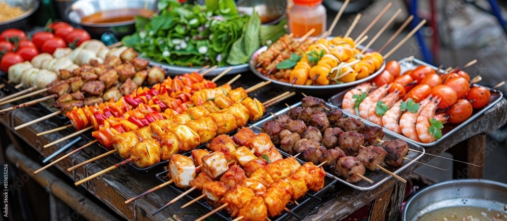 A Feast of Grilled Delights at a Street Food Stall A Feast of Grilled Delights at a Street Food Stall