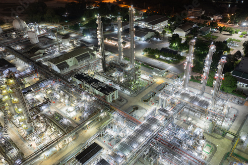 Overhead View of Industrial Refinery at Night