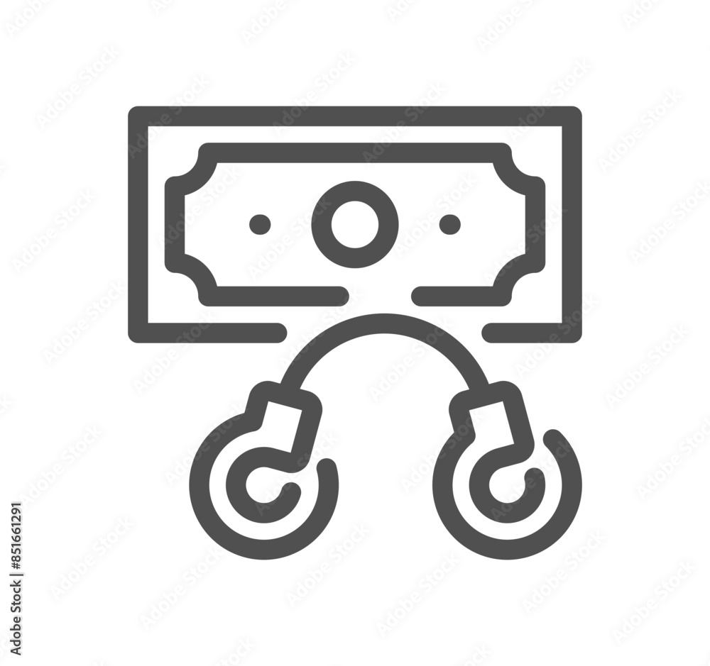 Financial crime related icon outline and linear vector. Financial crime related icon outline and linear vector.