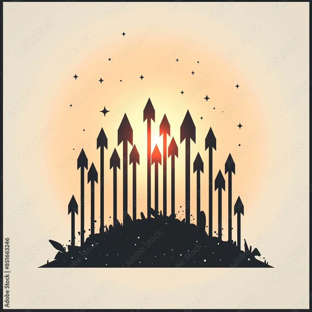 Fototapeta premium Abstract Arrows with Sunburst Background.