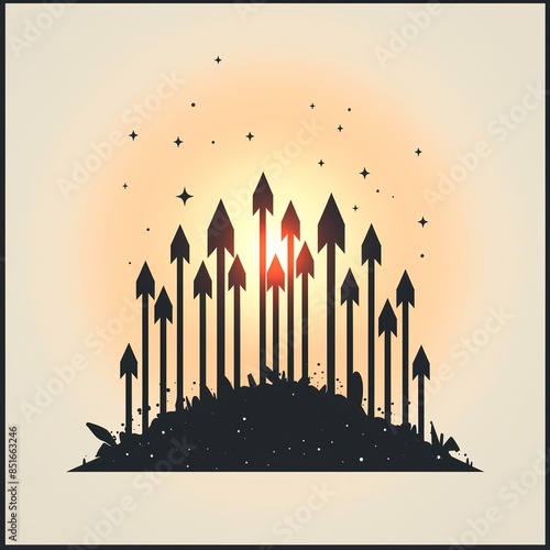 Abstract Arrows with Sunburst Background.