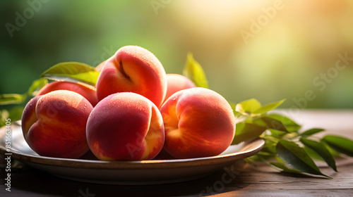 Peach fresh fruit vegetable food photography white background poster  photo