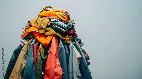 Pile Colorful Clothes Textile Waste Recycling Fashion Sustainability