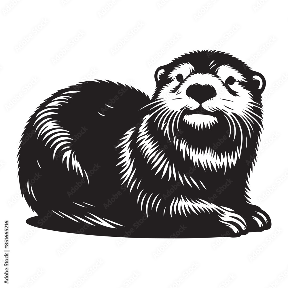 Obraz premium Seaotter silhouette vector illustration-01.eps