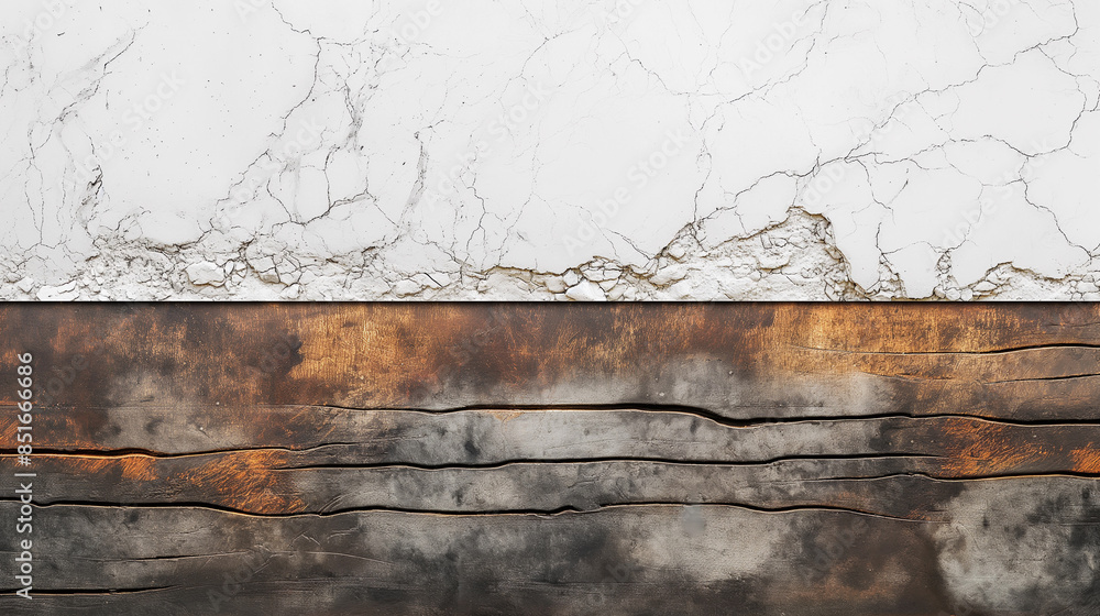 Fototapeta premium Abstract background of natural materials-white stone and wood.