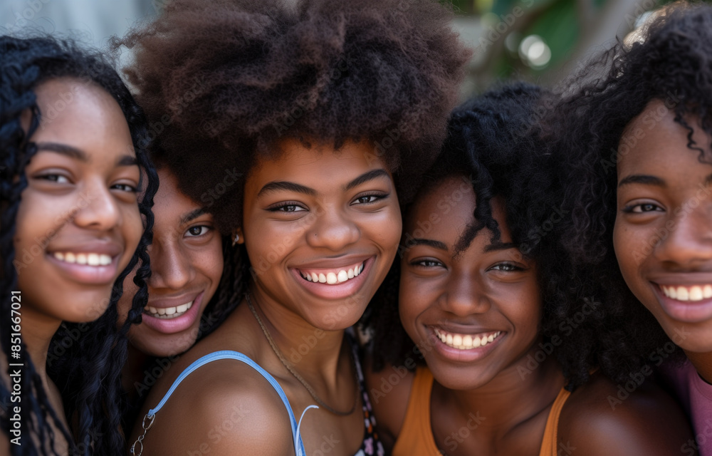 Fototapeta premium Group of happy laughing black women