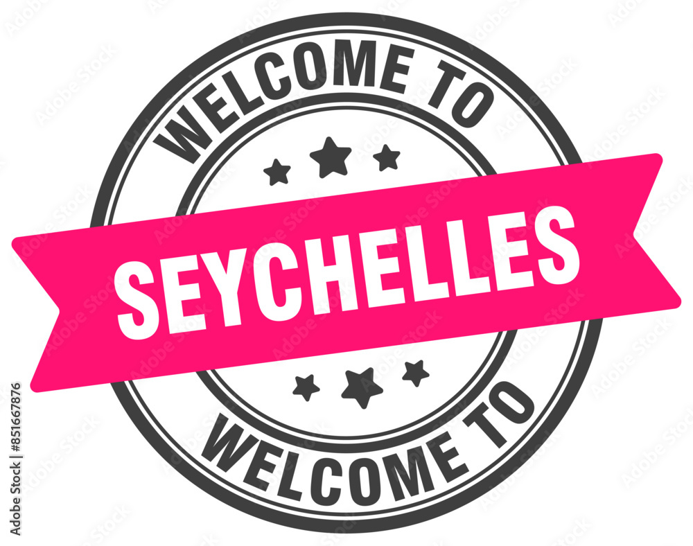 Welcome to Seychelles stamp. Seychelles round sign Welcome to Seychelles stamp. Seychelles round sign