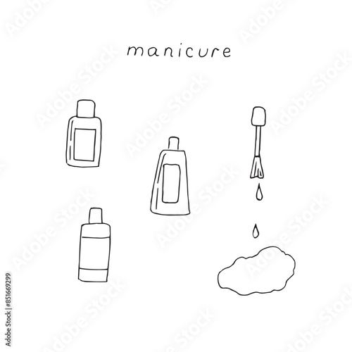 Manicure set, vector illustration hand drawing doodles
