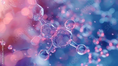 Abstract image of a molecule with glowing lights in the background