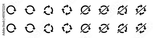 Circle set of arrows icon set. Set of round reset sign, repeat icon, rotation arrow symbol, vector Illustration on a white background
