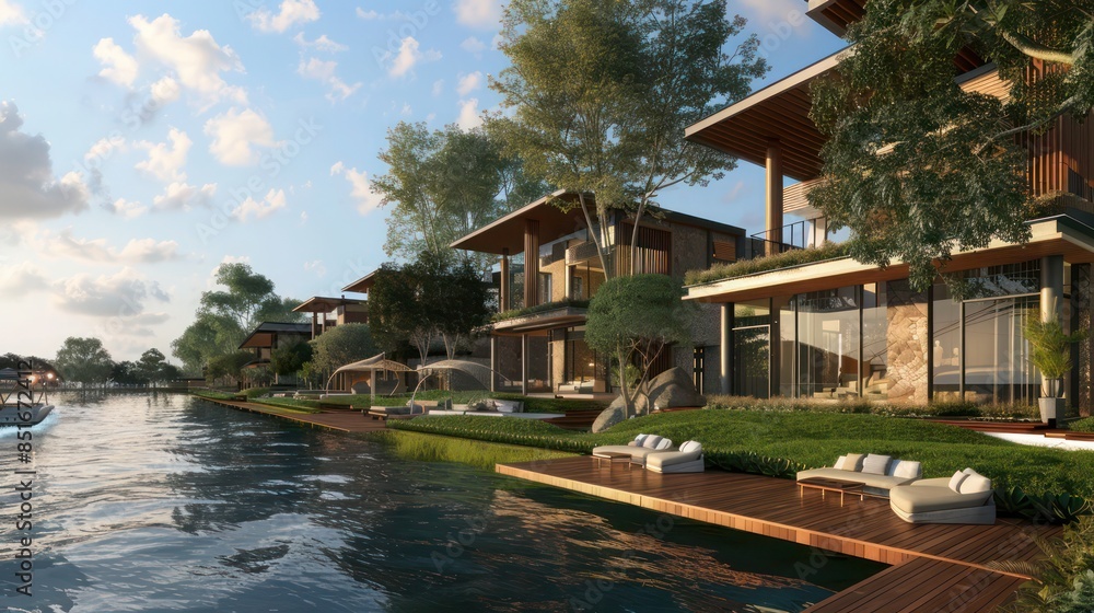 rchitectural plans for a contemporary riverside resort with luxury villas and recreational amenities rchitectural plans for a contemporary riverside resort with luxury villas and recreational amenities
