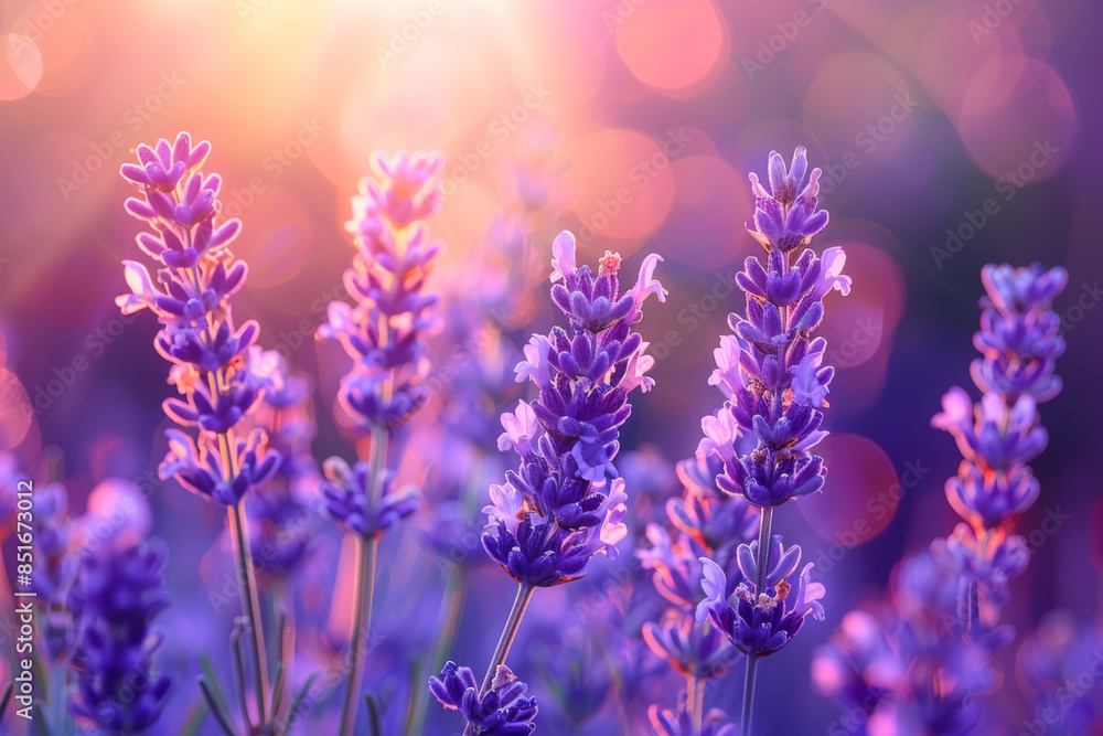 Fototapeta premium close up of lavender flowers with a bokeh light background