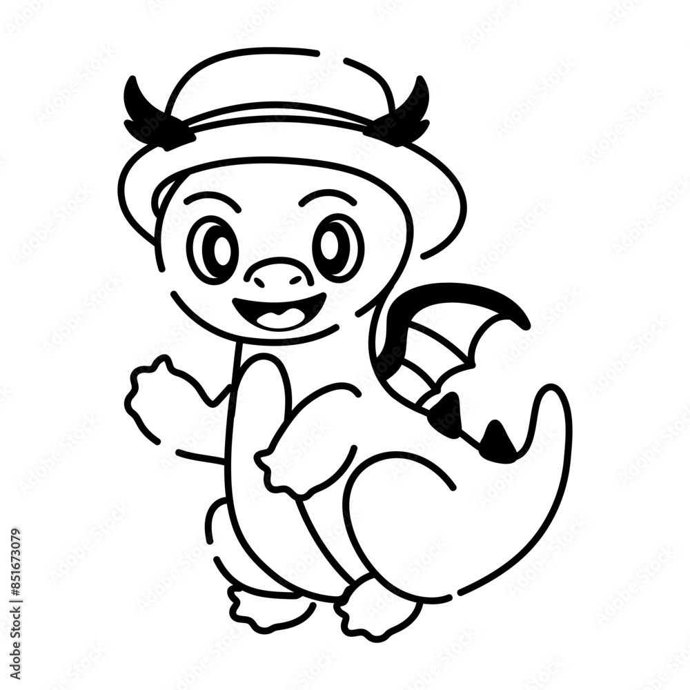 Latest doodle icon of happy dragon Latest doodle icon of happy dragon