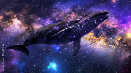 Surreal cosmic whale swimming through the stars © Viam