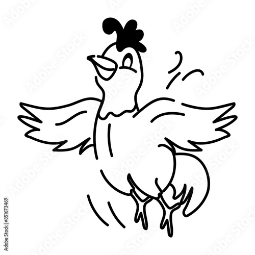 Download this doodle icon of flying hen 