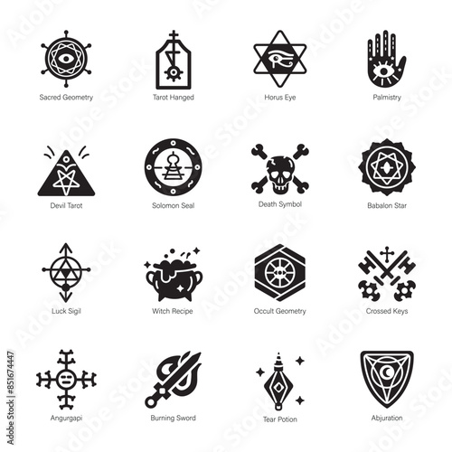 Pack of Mystical Witchcraft Solid Icons    © Prosymbols
