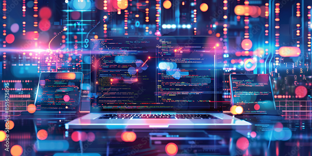 Obraz premium futuristic, server room, digital, data streams, technology, futuristic technology, digital data, data center, server, network, internet, computing, futuristic concept, digital stream, technology backg