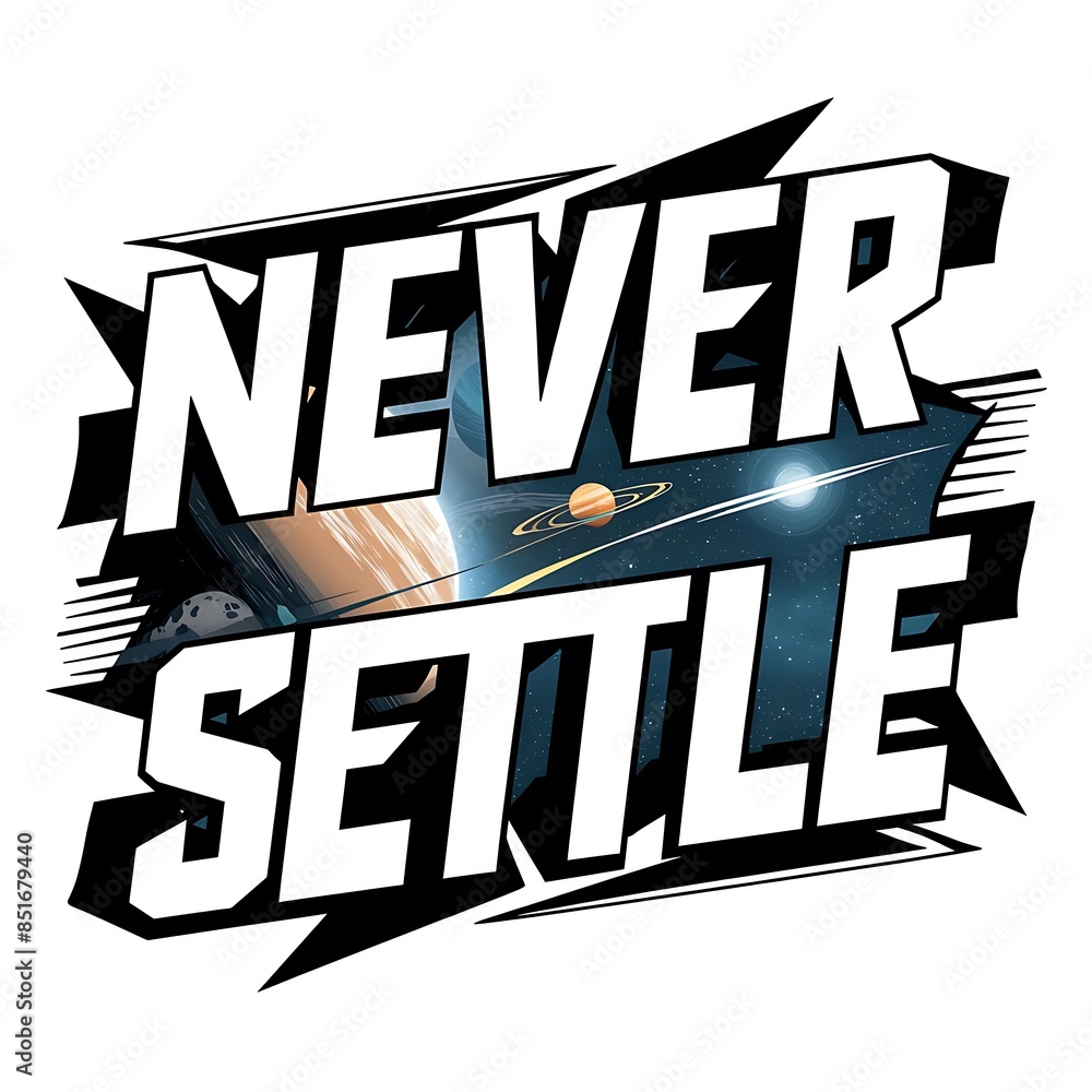 Obraz premium Never Settle (T-shirt Design Motivational Quote, Illustartion,Typography)