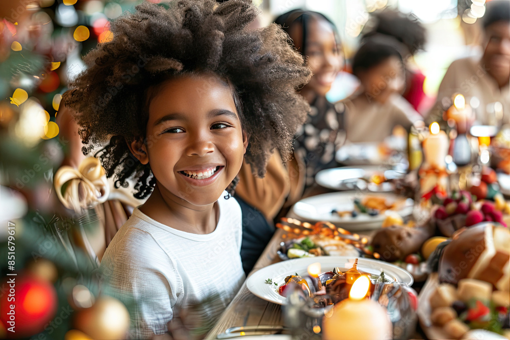 Joyful Child at Festive Family Dinner Celebration Joyful Child at Festive Family Dinner Celebration