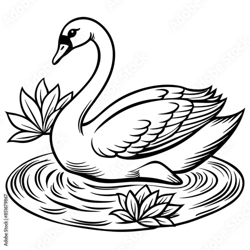 graceful-swan-gliding-across-a-peaceful-pond-with © VarotChondra